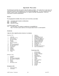 Appendix B: Place Codes