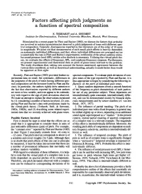 Factors Affecting Pitch Judgments As a Function of Spectral Composition