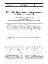Habitat Bleaching Disrupts Threat Responses and Persistence in Anemonefish