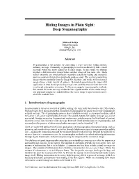 Hiding Images in Plain Sight: Deep Steganography
