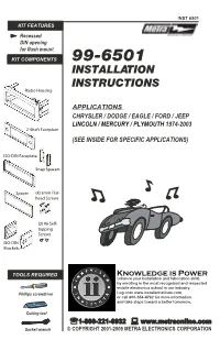 INSTALLATION INSTRUCTIONS Radio Housing