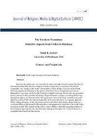 The Torah in Transition: Imitative Aspects from Codex to Database