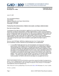 GAO-21-574PR, Priority Open Recommendations