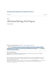 38Th Annual Meeting, 1954. Program Academy Editors