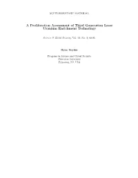 A Proliferation Assessment of Third Generation Laser Uranium Enrichment Technology
