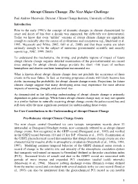 Abrupt Climate Change: the Next Major Challenge