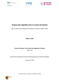Analyse Des Inégalités Dans Le Canton De Genève
