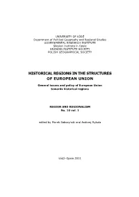 Historical Regions in the Structures of European Union