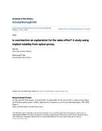 Is Overreaction an Explanation for the Value Effect? a Study Using Implied Volatility from Option Prices;