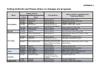 Polling Districts and Places Where No Changes Are Proposed