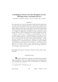 A Preliminary Review of Cyber-Deception Factors: Offerings from a Systematic Review Anoushka P.A