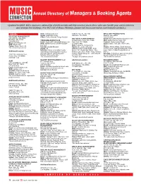 Annual Directory of Managers & Booking Agents