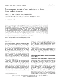 Biomechanical Aspects of New Techniques in Alpine Skiing and Ski-Jumping