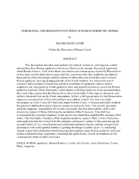 Ceremonial and Religious Functions of Roman Epideictic Genres