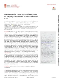 Genome-Wide Transcriptional Response to Varying Rpos Levels
