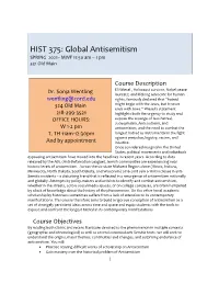 Global Antisemitism SPRING 2021– MWF 11:50 Am – 1 Pm 331 Old Main