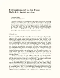 Irish English in Early Modern Drama: the Birth of a Linguistic Stereotype