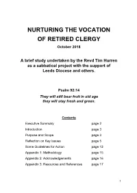 NURTURING the VOCATION of RETIRED CLERGY October 2018