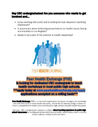 Peer Health Exchange -.Hub | Opportunities and Events from USC