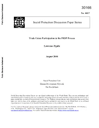 Trade Union Participation in the PRSP Process