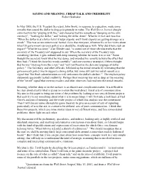 1 SAYING and MEANING, CHEAP TALK and CREDIBILITY Robert