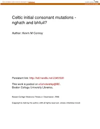 Celtic Initial Consonant Mutations - Nghath and Bhfuil?