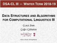 Dsa-Cl Iii — Winter Term 2018-19