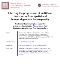 Inferring the Progression of Multifocal Liver Cancer from Spatial and Temporal Genomic Heterogeneity