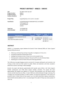 Project Abstract – 808215 – Swevic