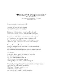 “Dealing with Disappointment” Rev