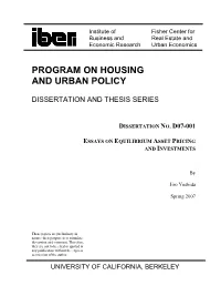 Essays on Equilibrium Asset Pricing and Investments