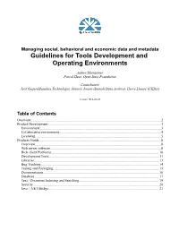 Guidelines for Tools Development and Operating Environments