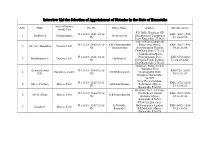 Interview List for Selection of Appointment of Notaries in the State of Karnataka