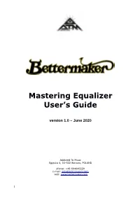 Mastering Equalizer User's Guide