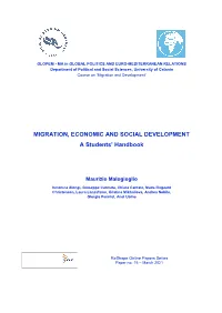 MIGRATION, ECONOMIC and SOCIAL DEVELOPMENT a Students’ Handbook