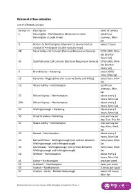 Removal of Bus Subsidies List of Affected Services