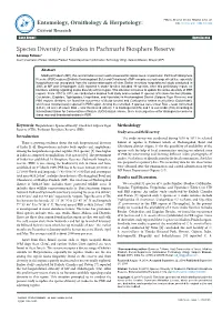 Species Diversity of Snakes in Pachmarhi Biosphere Reserve