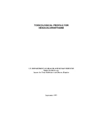 Toxicological Profile for Hexachloroethane