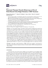 Transient Thermal Tensile Behaviour of Novel Pitch-Based Ultra-High Modulus CFRP Tendons