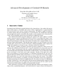 Advanced Development of Certified OS Kernels Prof