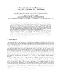 Authentication in Key-Exchange: Deﬁnitions, Relations and Composition