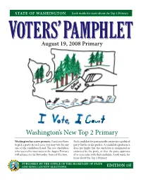 Edition 15F Introduction to the 2008 Primary Voters’ Pamphlet