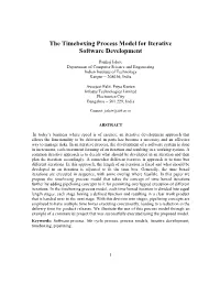 The Timeboxing Process Model for Iterative Software Development