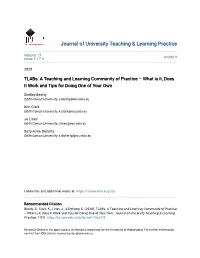 Tlabs: a Teaching and Learning Community of Practice – What Is It, Does It Work and Tips for Doing One of Your Own