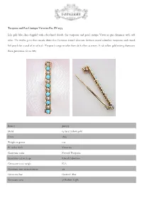 Turquoise and Pearl Antique Victorian Pin, PN-2973 Like Pale Blue Skies