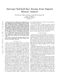 Deriving Chacha20 Key Streams from Targeted Memory Analysis