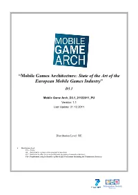 Mobile Game Arch D3.1 21122011 PU Version: 1.1