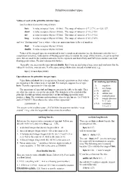 Primitive Number Types