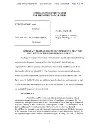 UNITED STATES DISTRICT COURT for the DISTRICT of COLUMBIA ) SPEECHNOW.ORG, Et Al., ) ) Plaintiffs, ) ) Civ. No. 08-248 (JR) V