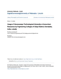 Usage of Visvesvaraya Technological University E-Consortium Resources by Engineering Colleges of Udupi District, Karnataka, India: a Study